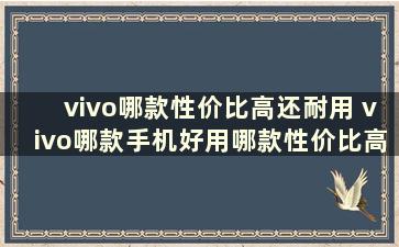 vivo哪款性价比高还耐用 vivo哪款手机好用哪款性价比高